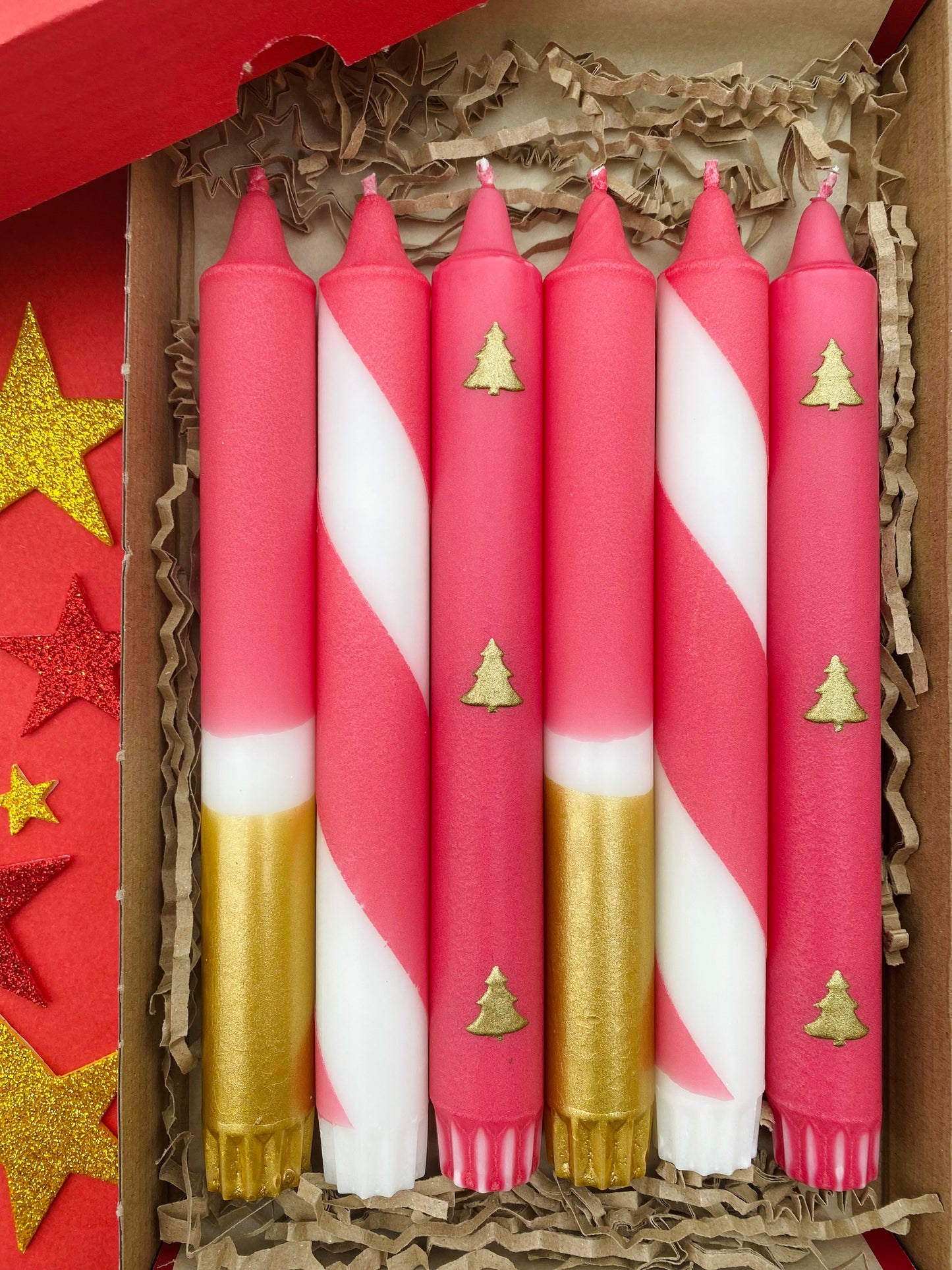 Christmas Candle Box Red/ Gold