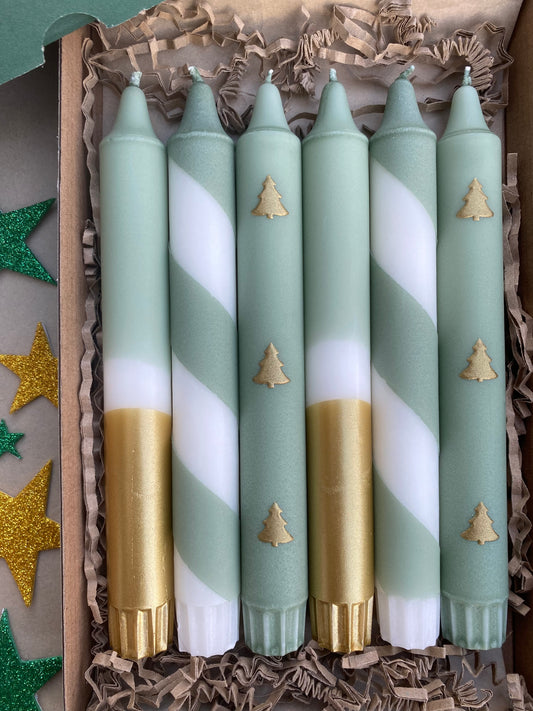 Christmas Candle Box Green/Gold